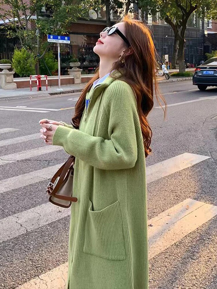 Za-High quality 2024 autumn and winter zipper knitted cardigan top sweater jacket. Women's thickened stand collar warm sweater