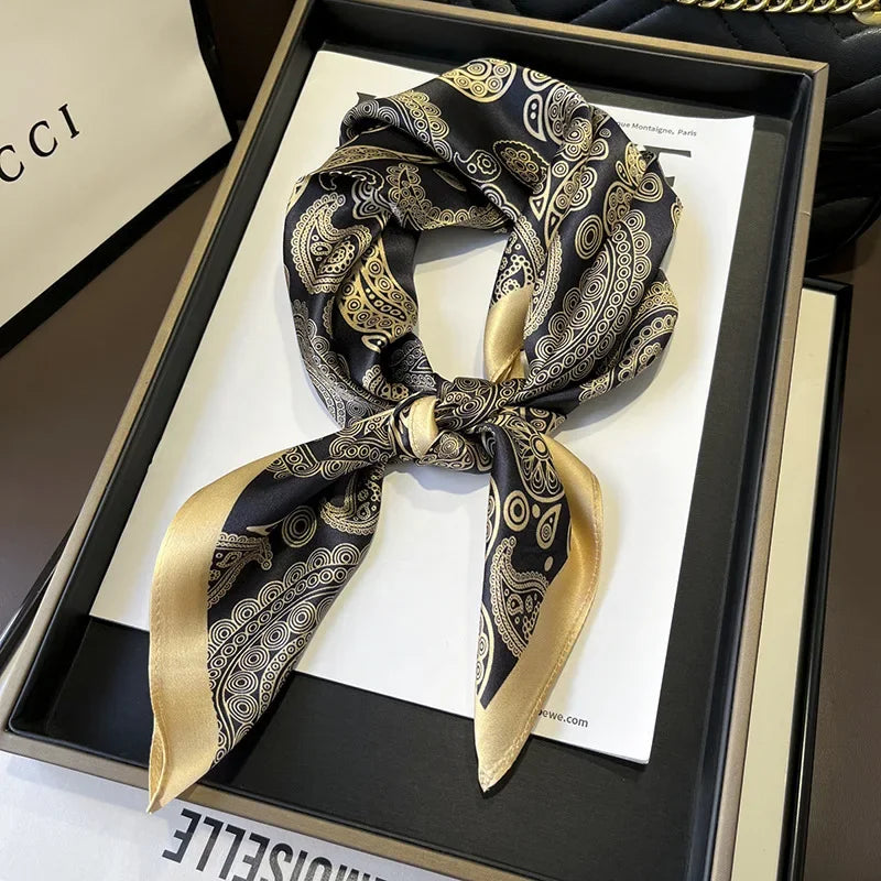 Square 100% Real Silk Scarf Women Bufanda Shawls Wraps for Lady Neckerchief Natural Foulard Femme Bandana Scarves Pashmina 2023 19176 68x68cm