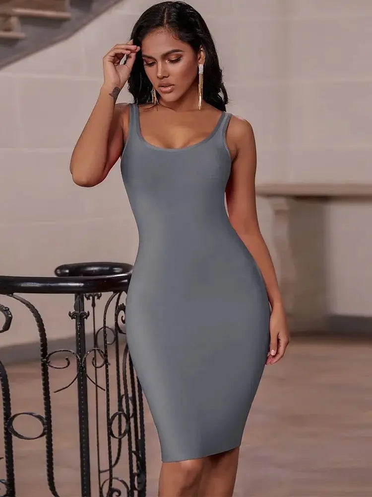 Purple Bandage Dress for Women 2021 Summer Bodycon Dress Green Blue Sexy Club Party Dress evening birthday outfits GRAY