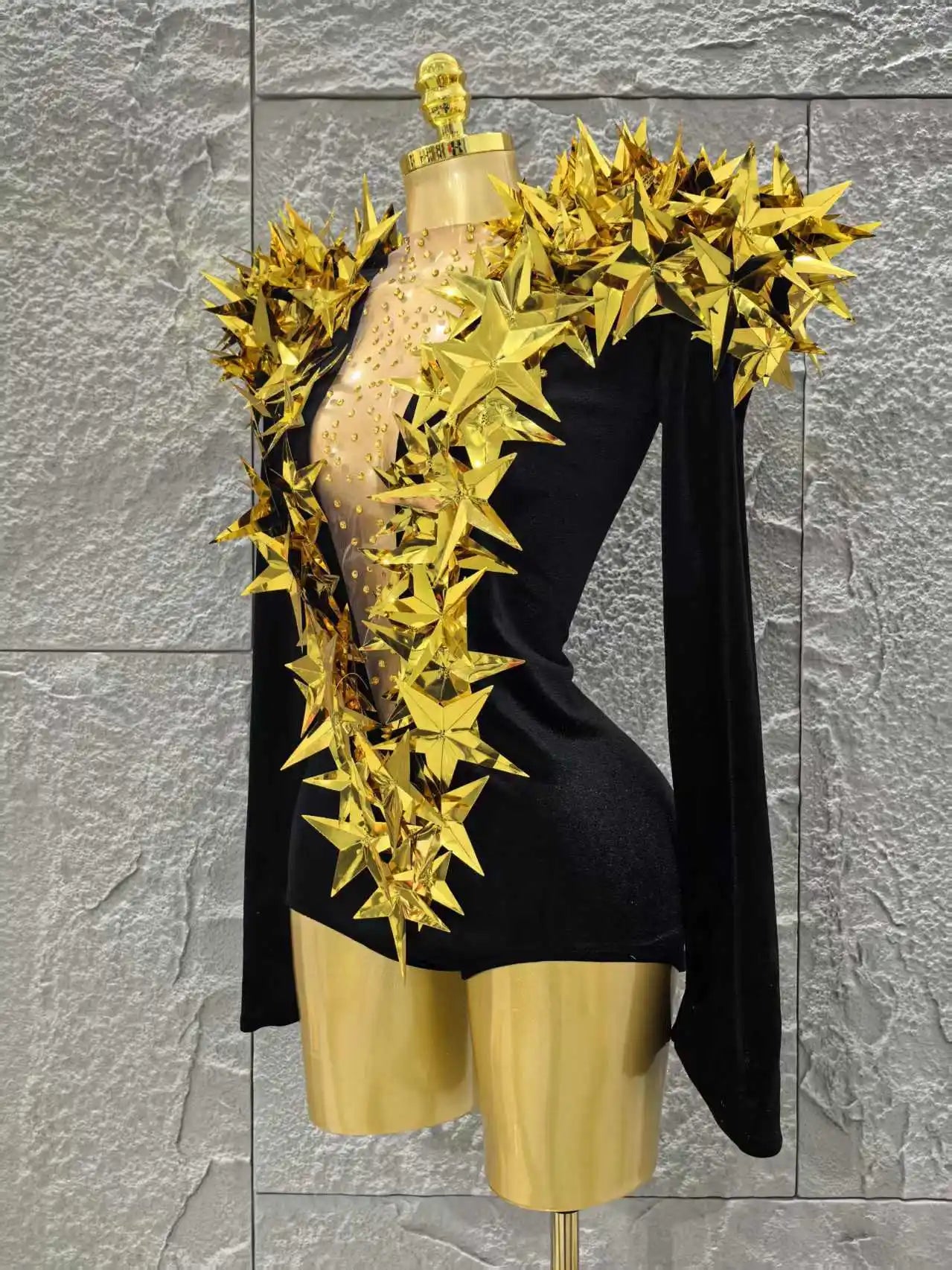 STOCK Shinning Star Sequins Women Long Sleeve Sexy High Stretch Bodycon Bodysuit Celebrate Bar Dancer Performance Costume