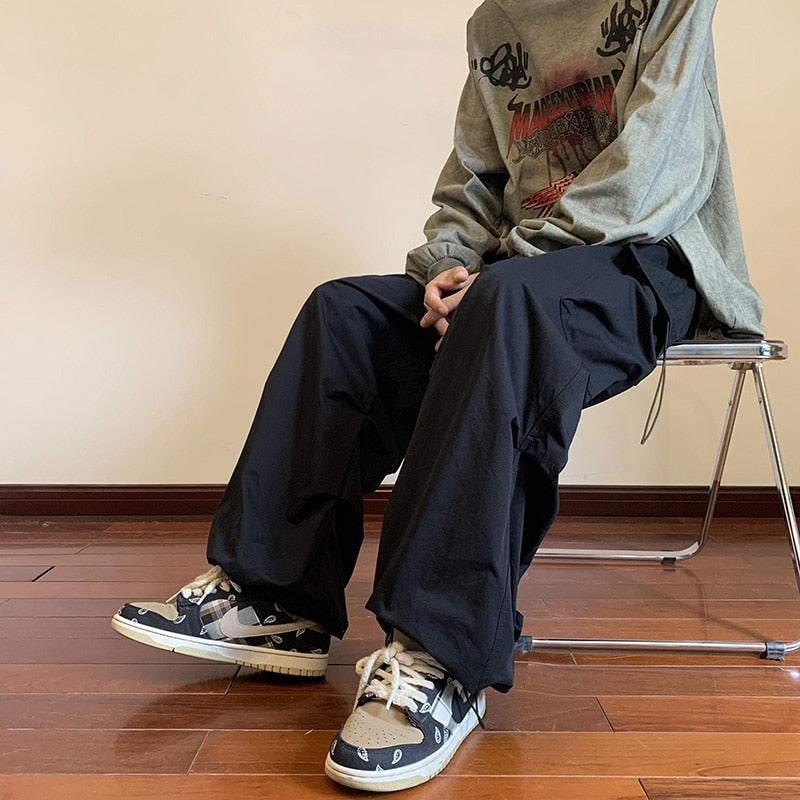 Pantalon Cargo pour hommes et femmes, Streetwear, sarouel décontracté, taille élastique, couleur unie, multi-poches, ample, Baggy, printemps 2023