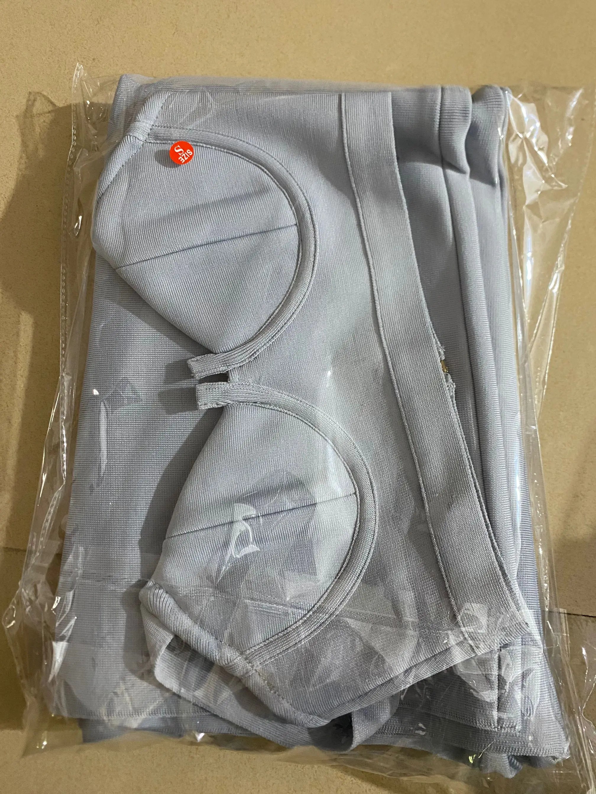 High quality Blue Two Pieces Set Bodycon Rayon Bandage Set Evening Party Sexy Fashion Outfit GRAY