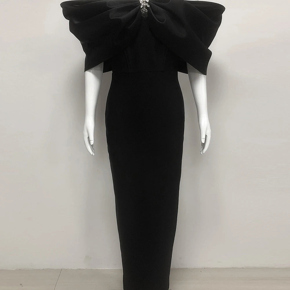 Sexy Off Shoulder Diamond Elegant Celebrity Evening Cocktail Tight Bandage Long Dress Women'S Spaghetti Strap Party Gowns