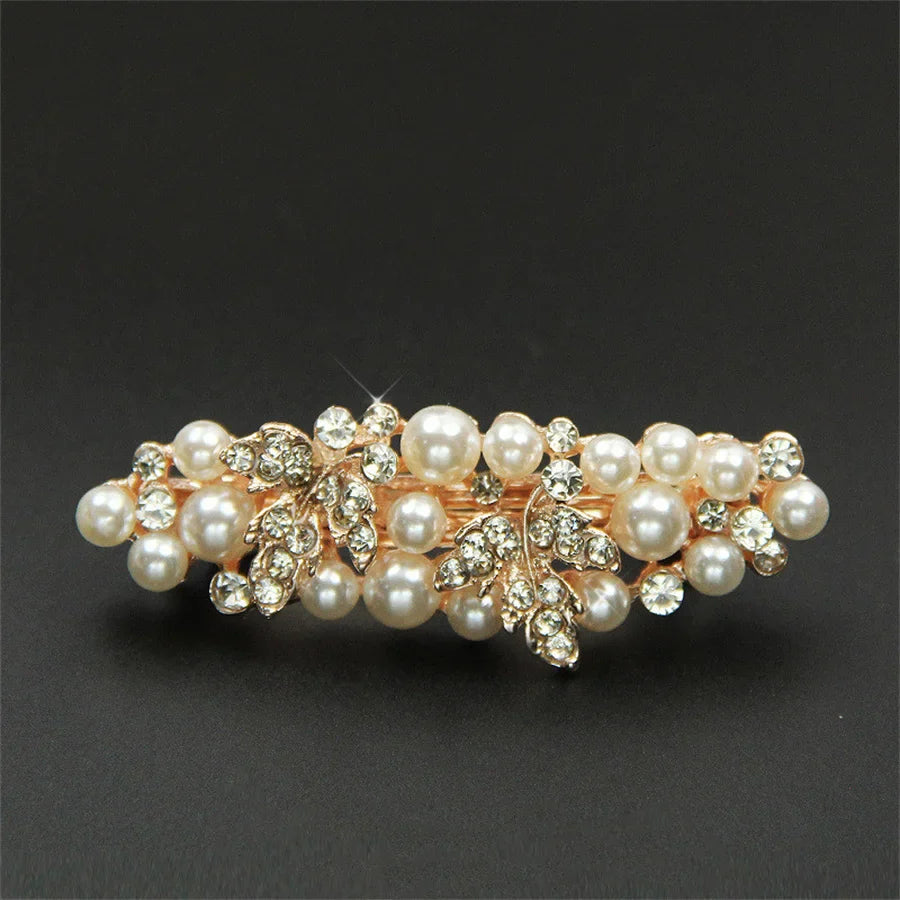 New Sweet Crystal Spring Hair Clips Exquisite Pearl Flower Spring Hairpin Hair Barrettes For Women Girl Fashion Hair Accessories 4