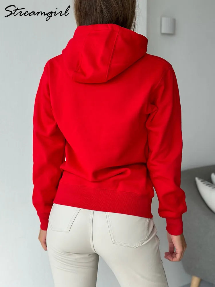 Streamgirl Winter Warm Fleece Hoodies For Women Green White Loose Sweatshirts With Hoodie Pink Pullover Hoodies Women Velvet Top