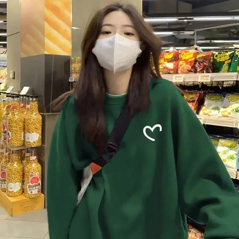 Women Sweater Casual Pullovers Autumn Winter Basics Knitted Korean Loose Striped O-neck Long Sleeve Elegance Sweet C-Thin-Green One Size