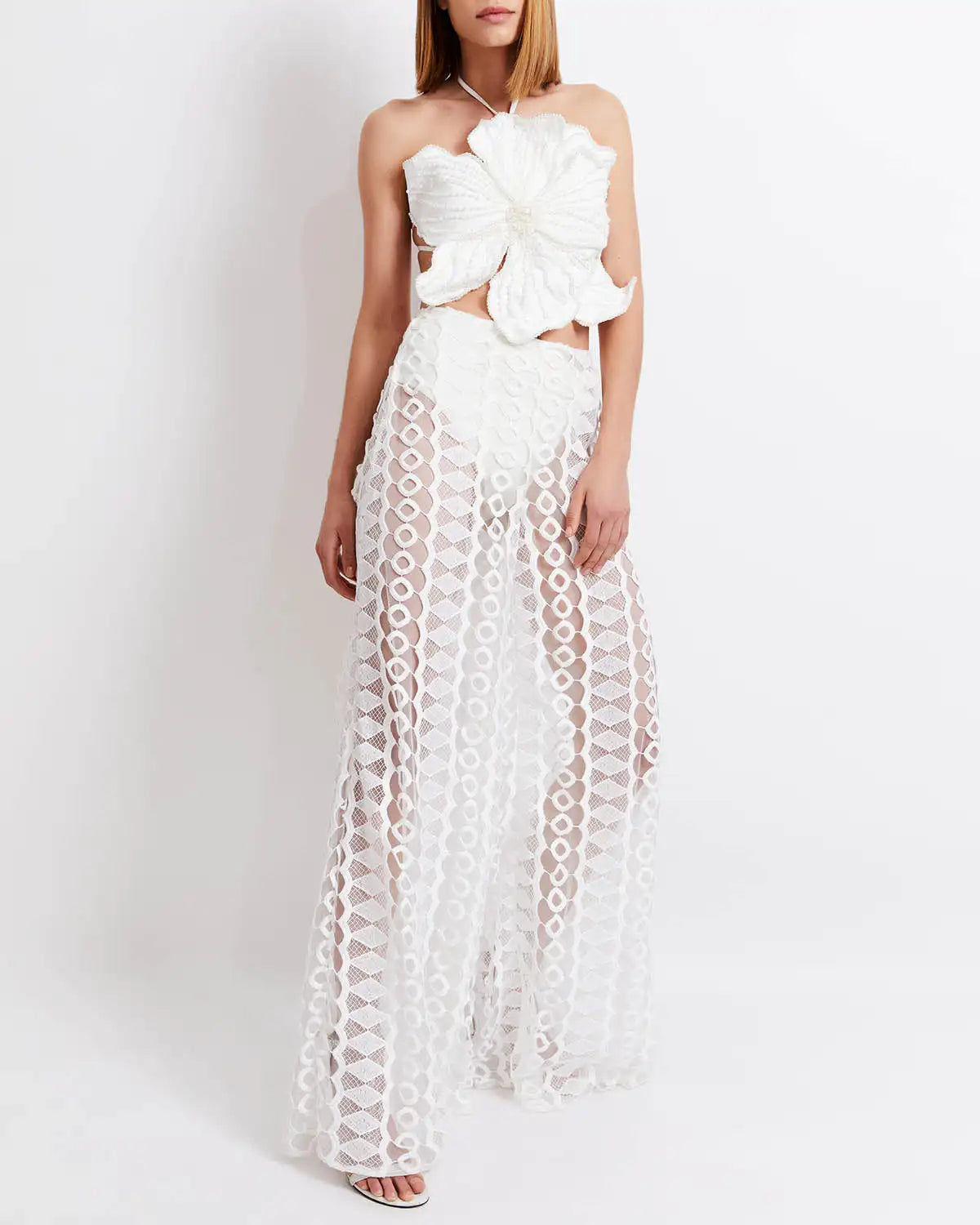 Women's Praia Swimwear Beach Exit Clothes 2 Piece Swimsuit Fashion Gauze Pants Biquini Backless Beachwear New Monokini 2023