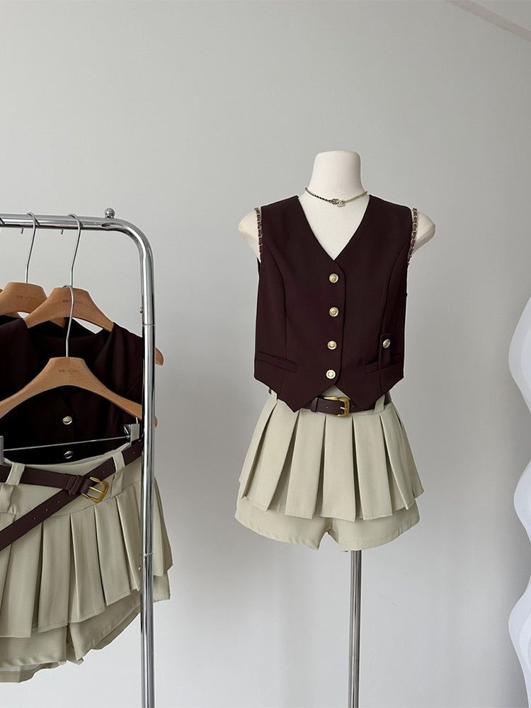 Women Two Piece Set Suit Off Shoulder Crop Top T-Shirt and A-Line Pleated Mini Skirt Shorts Y2k Vintage Fashion Harajuku Summer