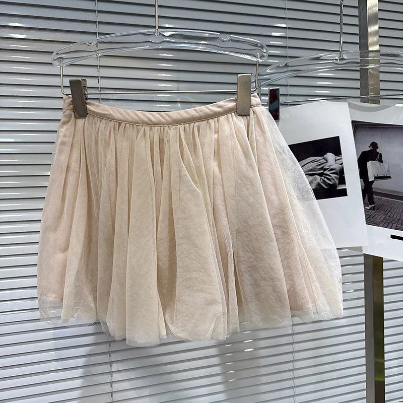 Winter New Elegant Fashion V-neck Base Shirt Lace Top For Women Elastic Waist Mesh Puffy Skirt Female Trendy 11A07849 only Skirt