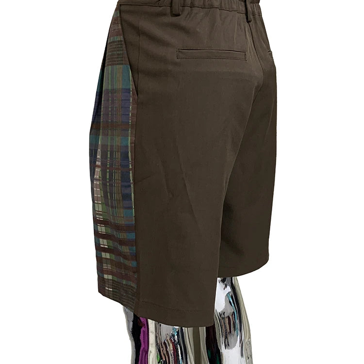 Lautaro Summer Autumn Loose Soft Thin Colorful Plaid Patchwork Shorts for Men Mens Knee Length Pants Luxury Designer Emo Clothes