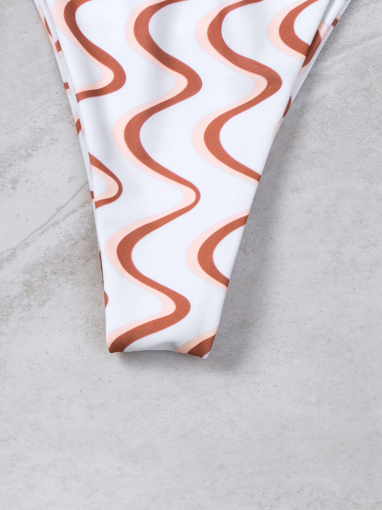 Wave Printed Long Rope Bikini INS Wind Wave Printed Swimsuit With Round Bead Link Strap Two-piece Swimsuit Biquine Brasileiro