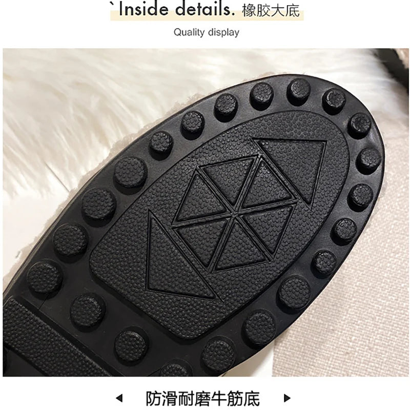 2023 New Women's Winter Plush Shoes Wear non slip warm flat bottomed snow boots Fashion belongs to decorative design Large 41-43