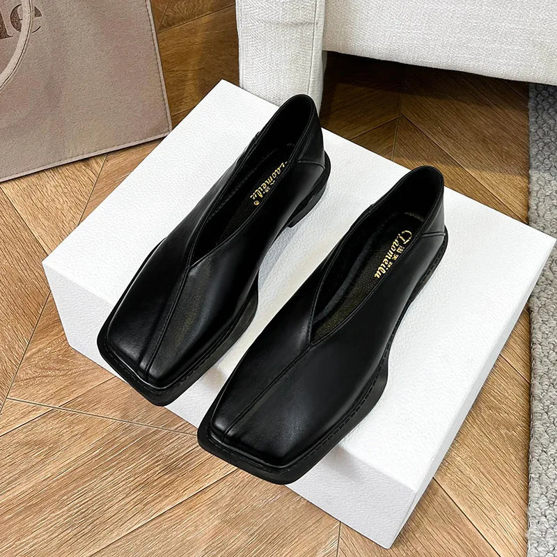 New spring women's outerwear shoes Square toe design Mary Jane shoes Women's casual low-heeled shoes Work boat shoes 41-43