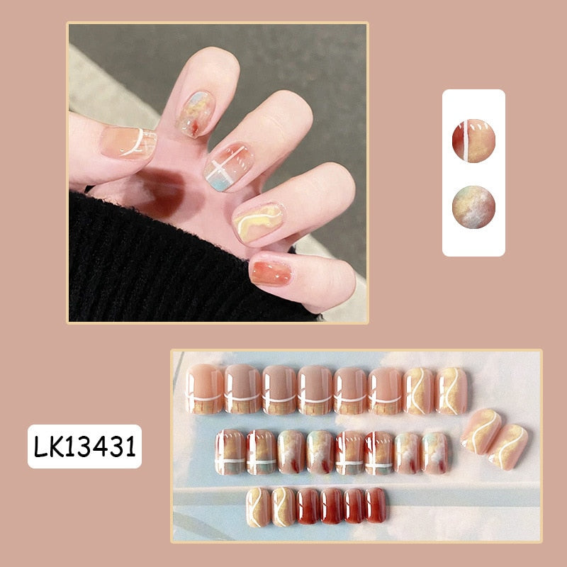 Y2k Fake Black Nail Long Ballet Reusable Adhesive Acrylic Press on set Nails Dark Acrylic Artificial False Nails Arts Tips 24pcs 13431