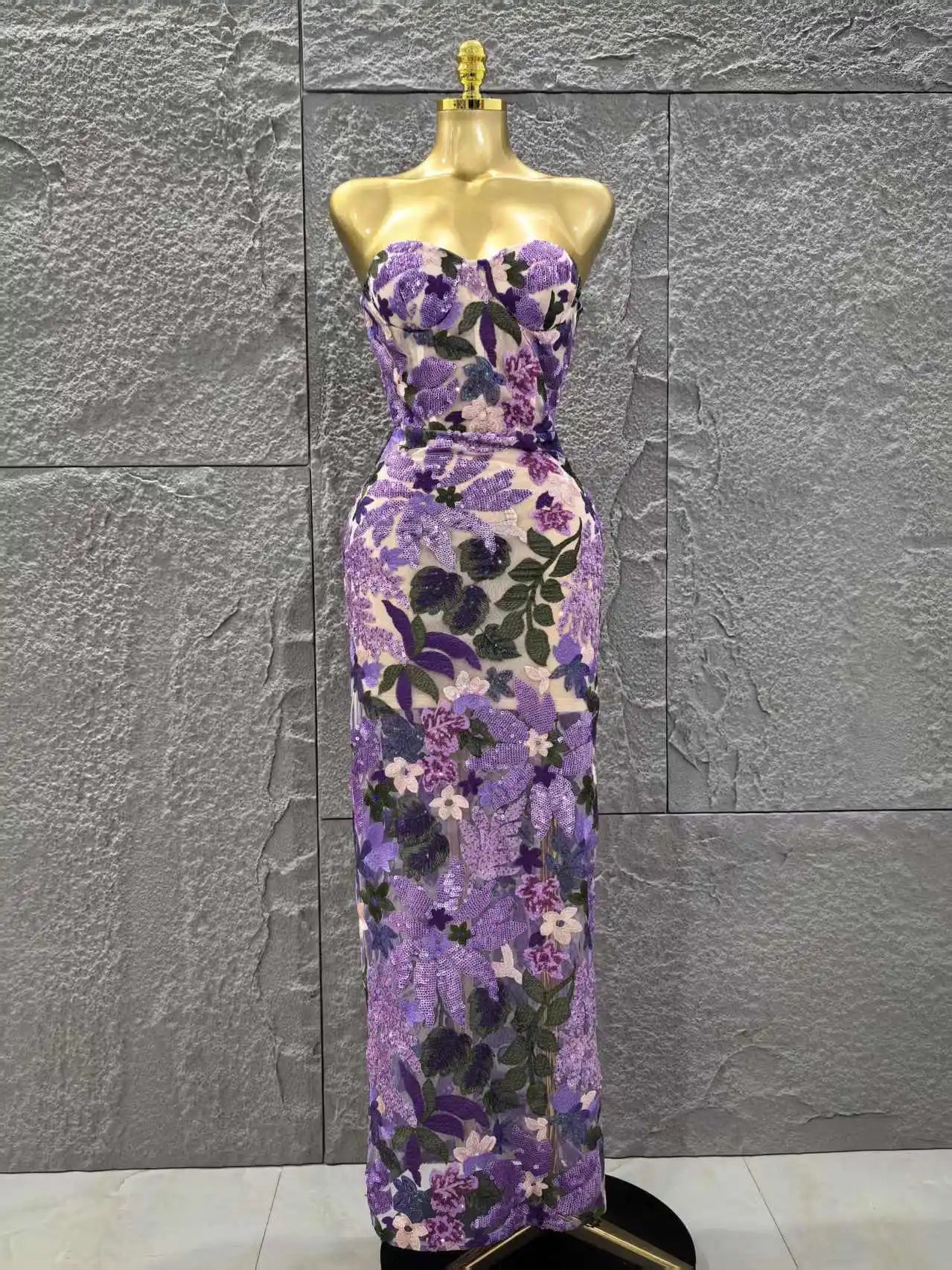 Women Sexy Strapless Embroidery Bodycon Long Dress Celebrate Evening Party Vacation Girls' Birthday Outfit