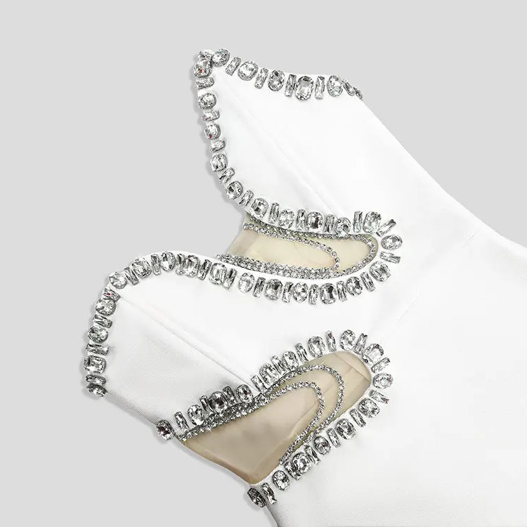 2025 Sexy Women'S Light Luxury Nail Bead Bandage Dress Strapless Sleeveless Patchwork Bodycon Backless Long Dress Party Vestidos