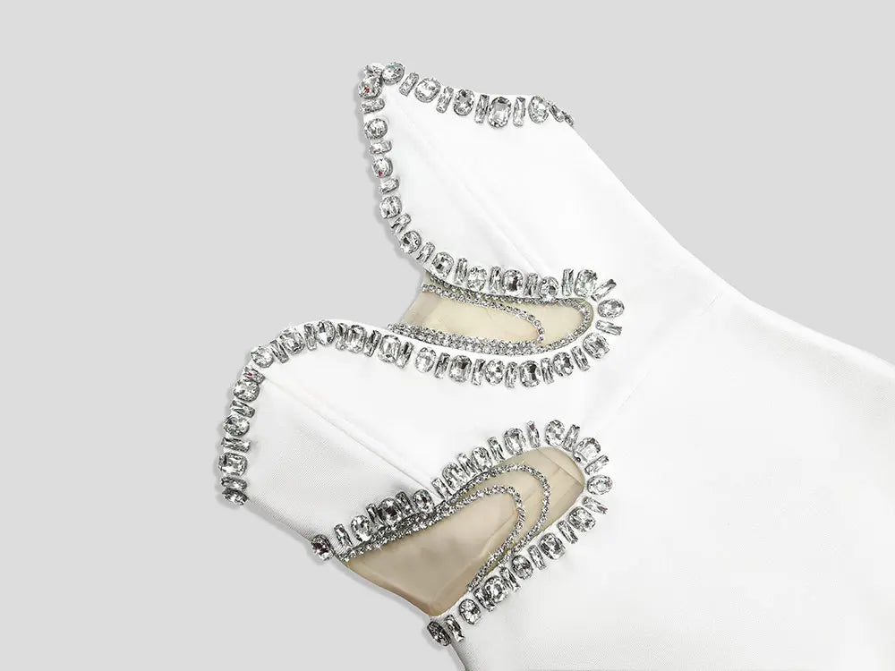 2025 Sexy Women'S Light Luxury Nail Bead Bandage Dress Strapless Sleeveless Patchwork Bodycon Backless Long Dress Party Vestidos