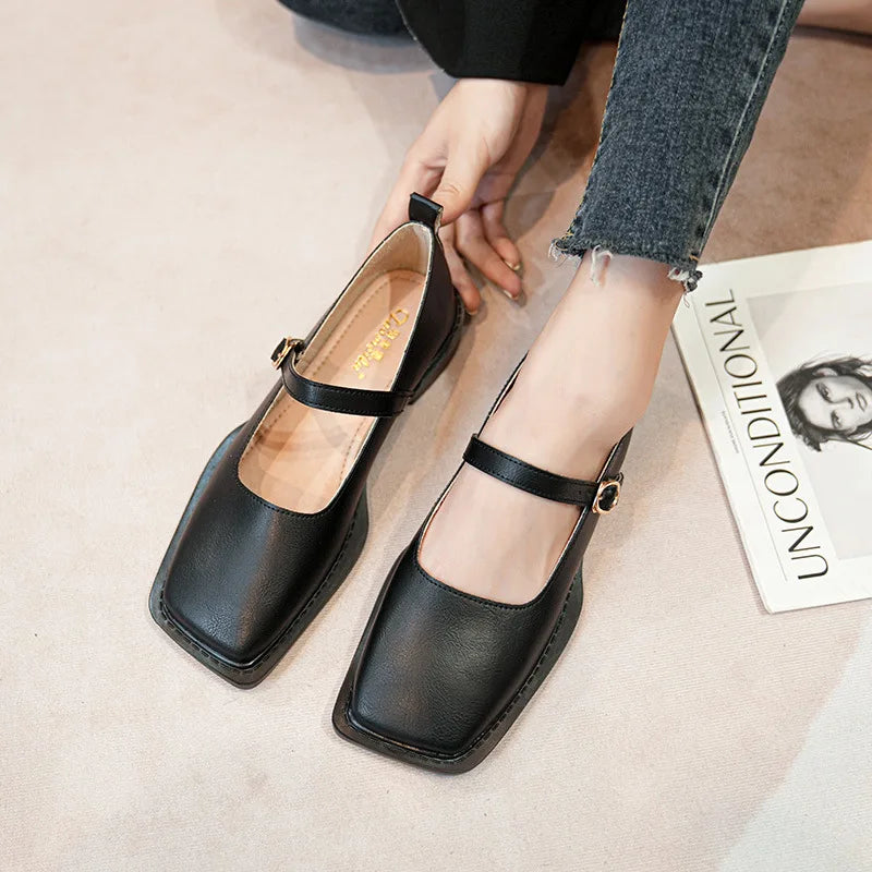 spring and autumn women's leather shoes Ladies casual shoes fashion flat loafers british style office and banquet black