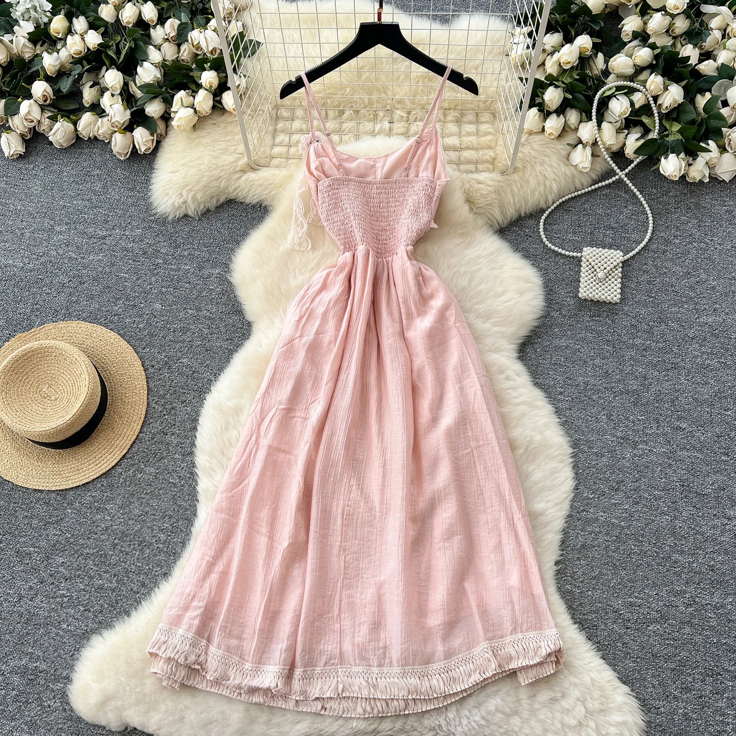 Chic Three-dimensional floral Embroidered lace Elegant Korean Fashion Fairy Sexy High Waist Summer Women Beach Vacation Robe