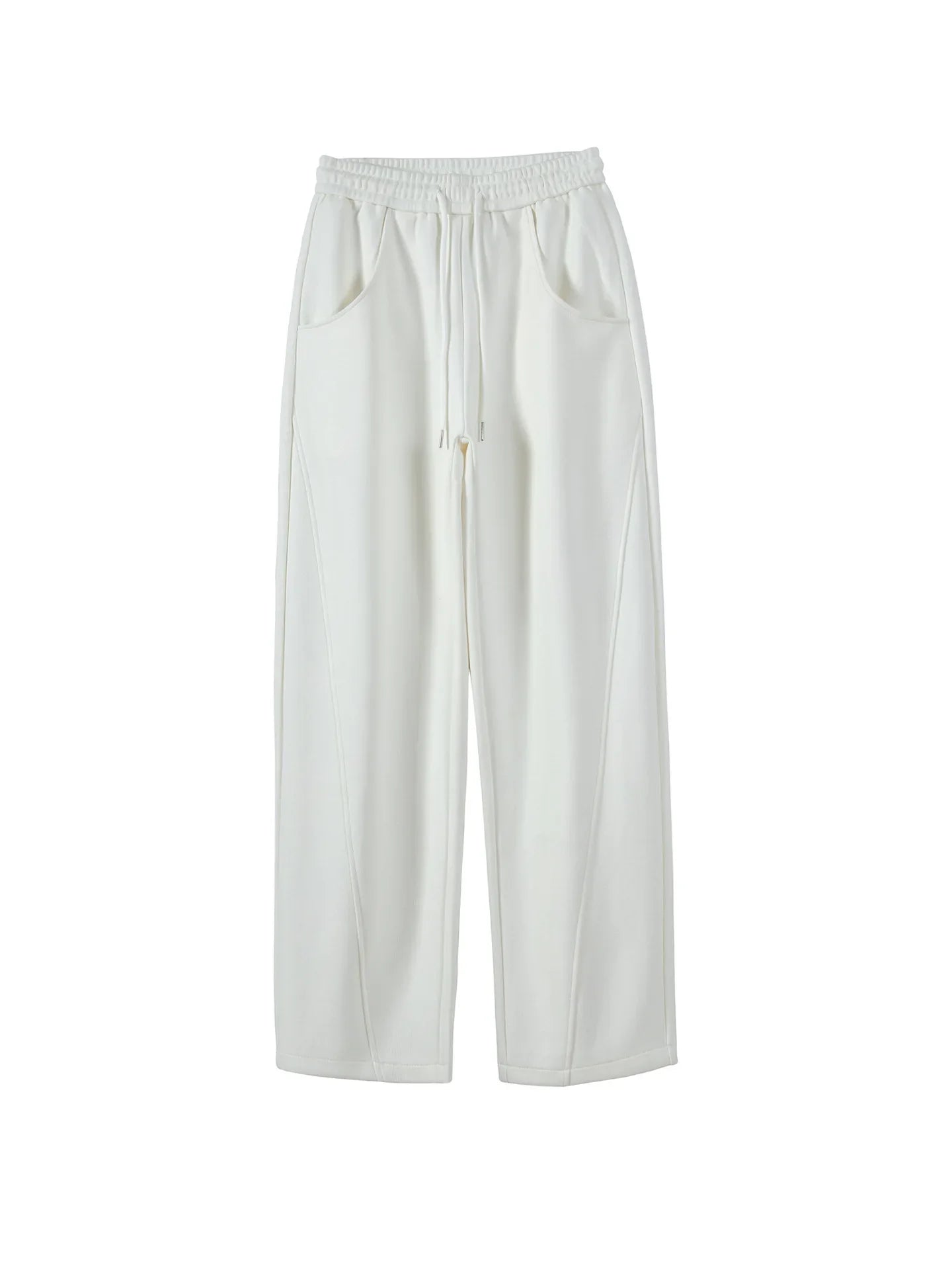 Leisure sanitary pants, feminine temperament, versatile for commuting, fashionable elastic waist pocket, straight tube Ivory