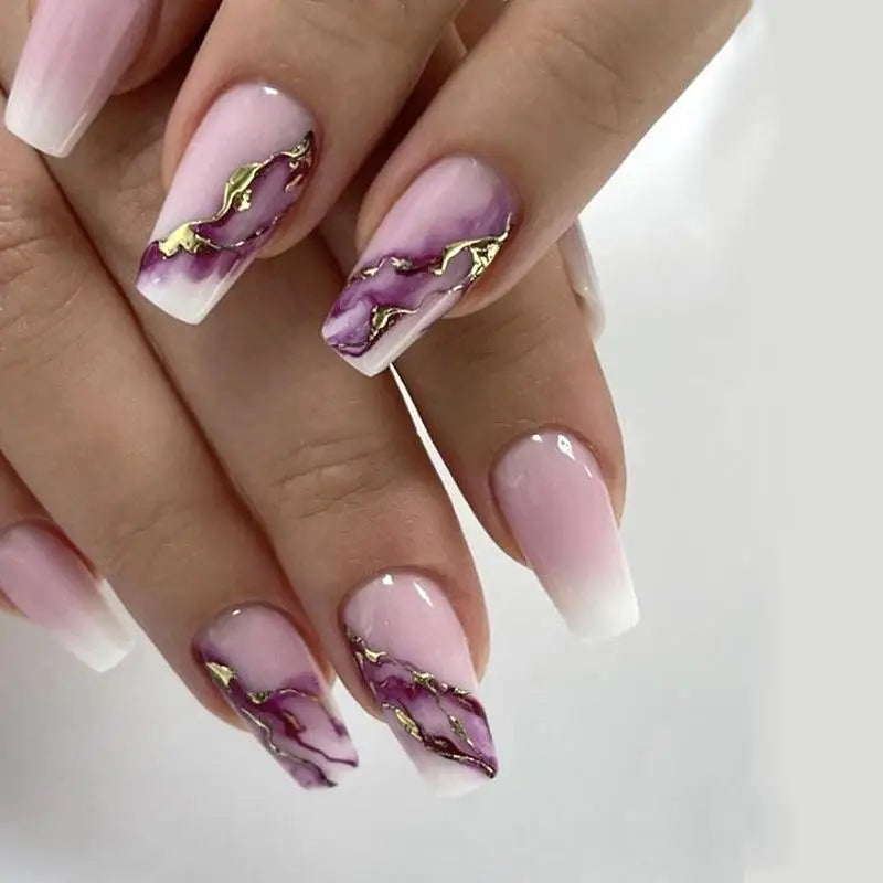 24Pcs Colorful Fake Nail Short Square Head False Nails Press on Sweet Flowers Design Wearable Nails Art Full Cover Manicure Tips 1820