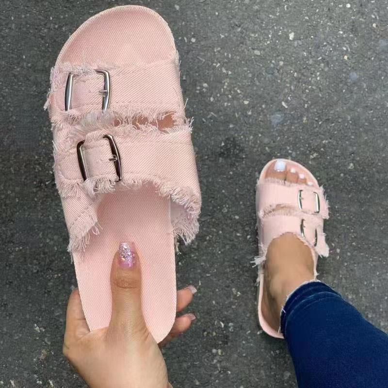 Women Comfortable Sandals Ladies Slip-on Wedge Slippers Sports Beach Walk Shoes Summer Fashion Denim Casual Sandalias