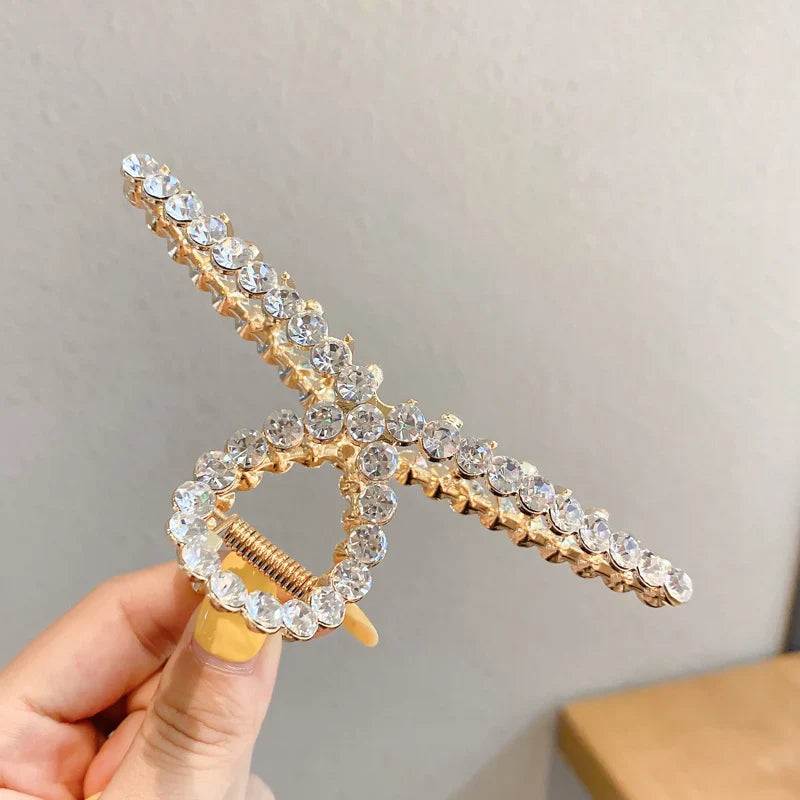 Metal Gold Pearl Hair Clips For Women Elegant Rhinestones Hair Claw Geometric Hollow Hairpins Vintage Barrette Hair Accessories LH681419