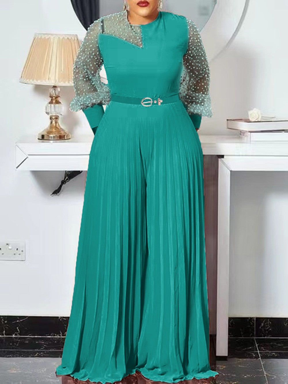 S-5xl Tenues D'automne Femmes Rose Mode Grande Taille Combinaison Mince Plissée À Manches Longues Barboteuses Vêtements Élégants En Gros Livraison Directe