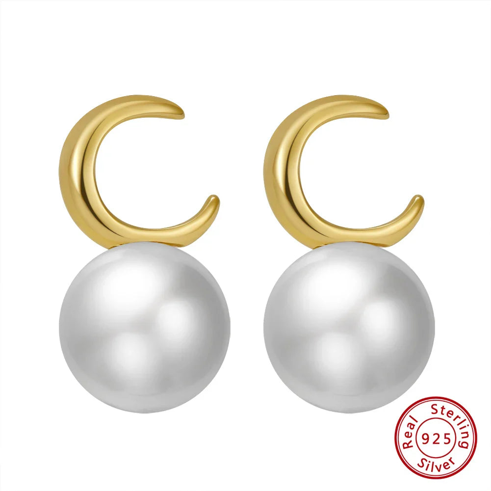 ORSA JEWELS Elegant 14K Gold Plated Freshwater Pearl Earrings for Women Moon Shape Baroque Pearl Eardrop Fashion Jewelry GPE30 GPE30