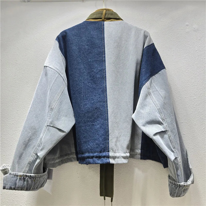 Autumn Winter New Fashion Street Style Loose Short Jacket For Women Letter Printed Contrast Color Coat Female 11A07725