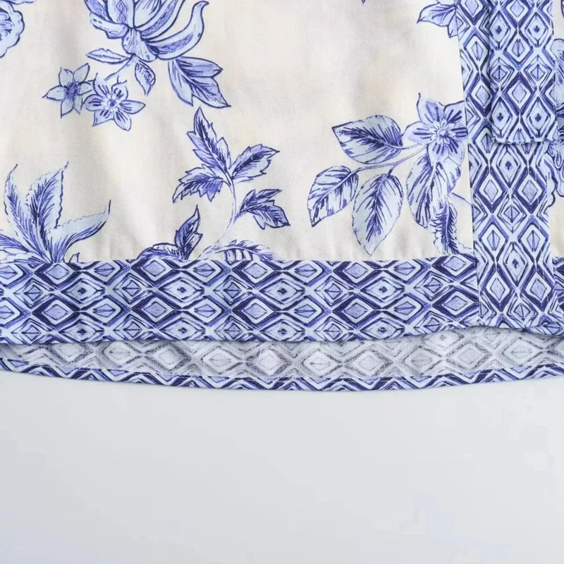 TRAF Mini Bow Skirts Women's Skirt Summer Print Mid Waist Coquette Floral Skirts Y2k Skirt All-Match Street Ladies Skirts