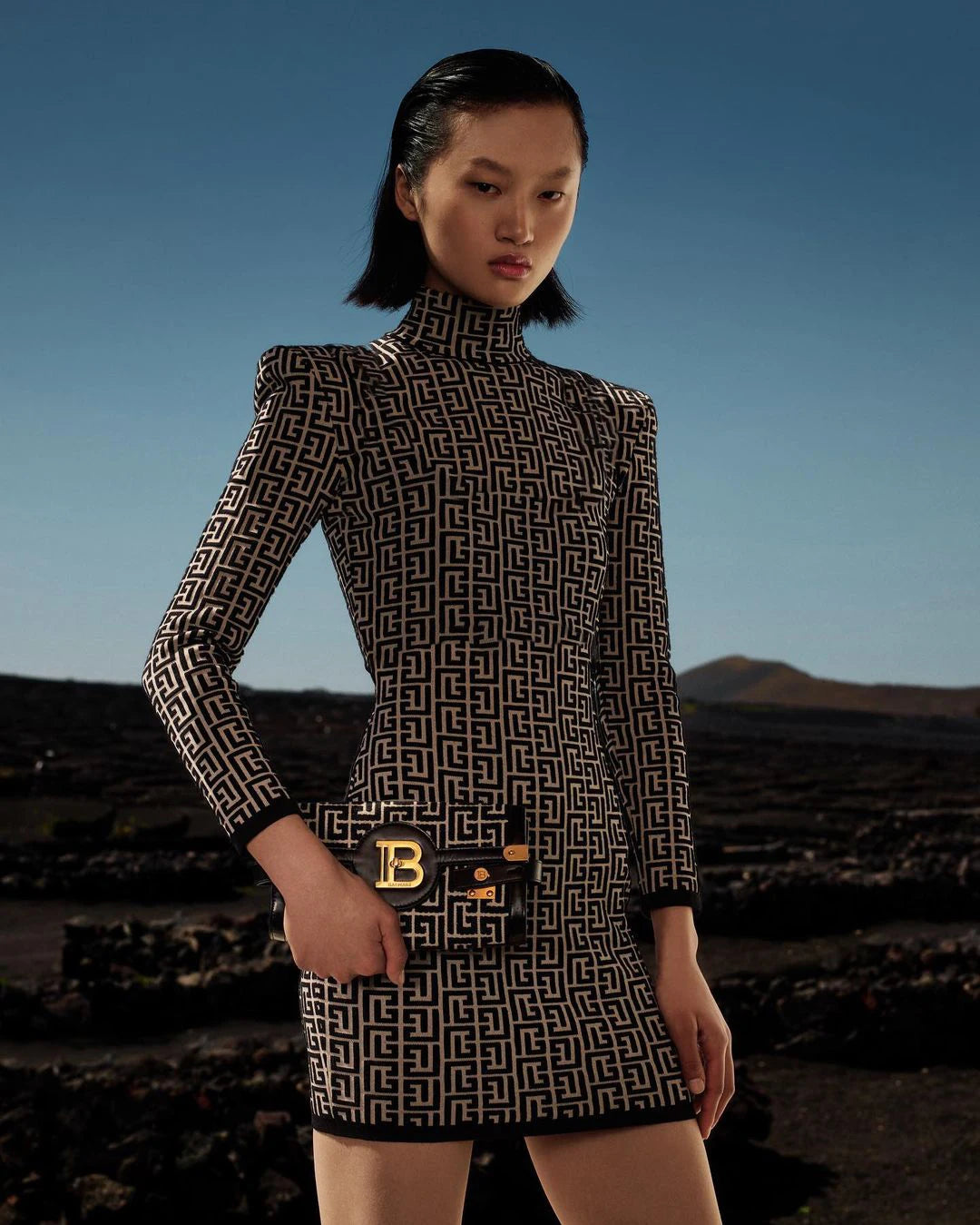 Black Full Sleeve Jacquard Mini Bandage Dress 2021 Celebrity Designer Fashion Evening Party Dress