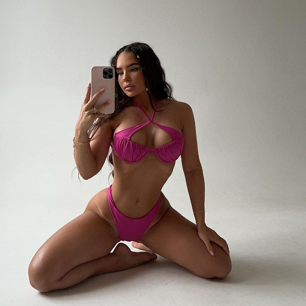 Rose Red Underwire Swimwear Suit Women's Rose Red