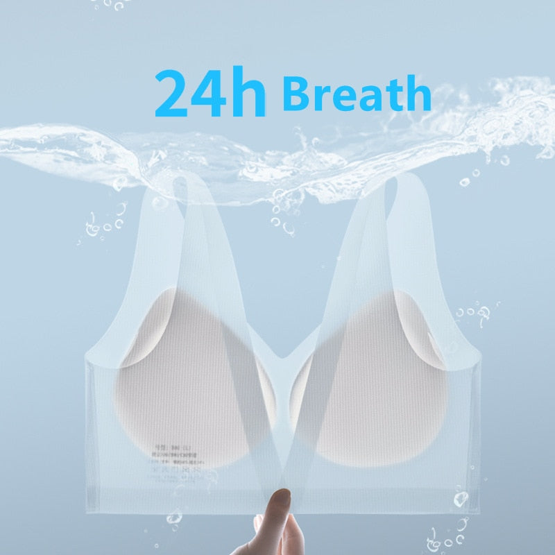 Sexy Ice Silk Bras Push Up Seamless Underwear Beauty Back Deep V Bralette Until Thin Lingerie