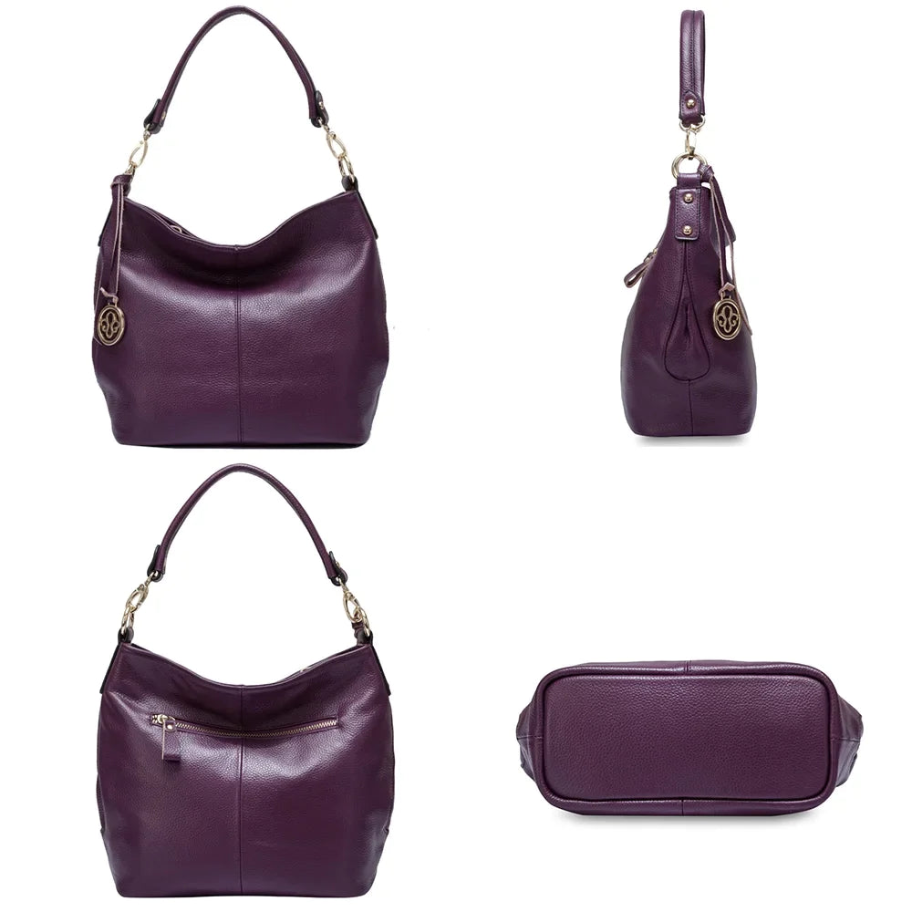 Purple Women Shoulder Bag Leather Hobos Fashion Lady Messenger Crossbody Purse Elegant Female Handbag