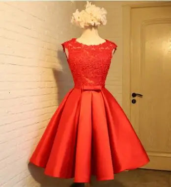 ROBE DE SOIREE SHORT COCKTAIL DRESSES PARTY PLUS SIZE WOMEN LACE GOWN BACKLESS A LINE VESTIDOS ELEGANT Red