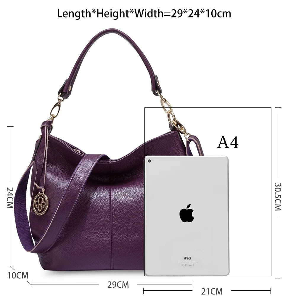 Purple Women Shoulder Bag Leather Hobos Fashion Lady Messenger Crossbody Purse Elegant Female Handbag