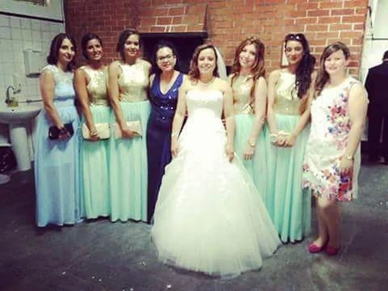 Charmming Chiffon Tulle with Top Champagne Gold Sequin Bridesmaid Dresses Formal Prom Dress 2023 Long Special Occasion Dresses