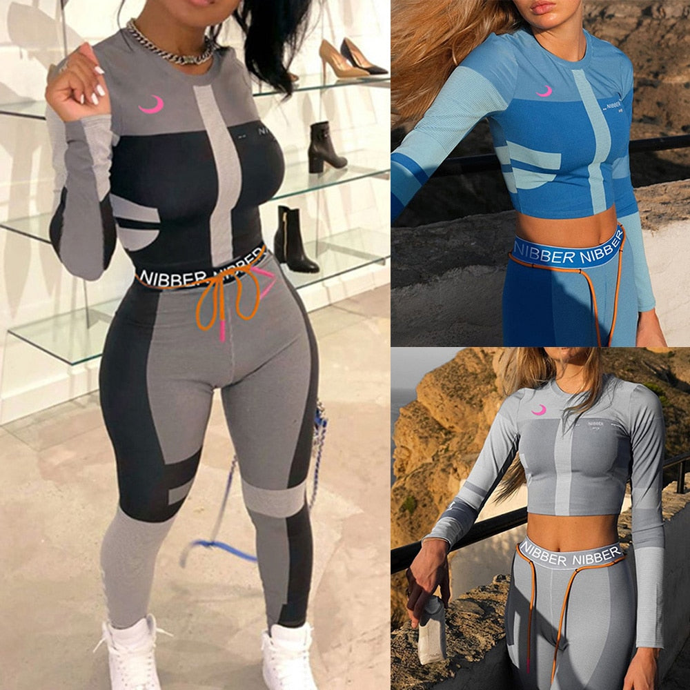 Winter Sports Tracksuit For Women Sexy Two Piece Outfit With
