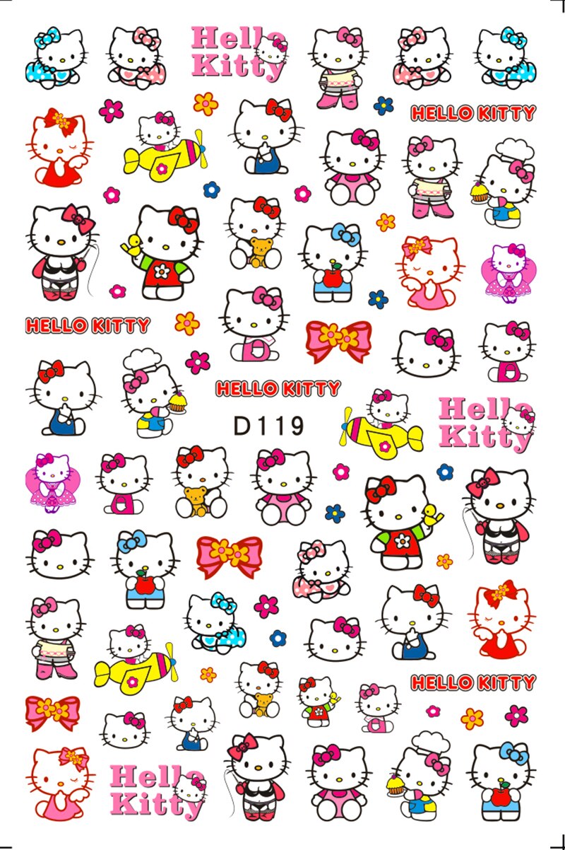 Sanrio 3D Stickers For Nails Nail Art Supplies Cartoon Hello Kitty Cinnamoroll Nail Stickers Nail Decoration Anime Nail Decals D119