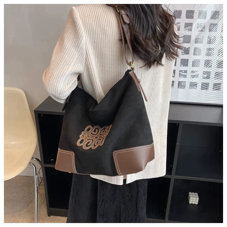 Women Luxury Brand Messenger Bags Retro Brown Crossbody Tote Bags Bucket Clutch Bag Shopping Large Capacity Travel Bag black