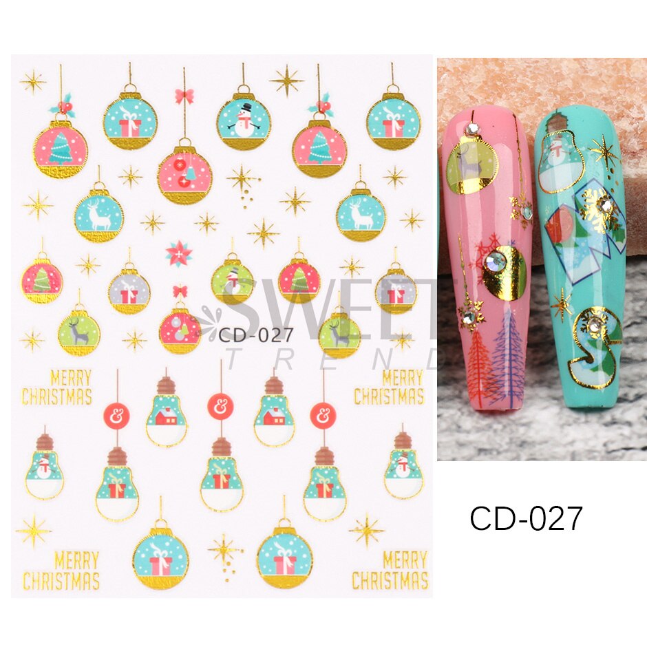 Snow Bird Winter Autumn Nail Art Stickers Maple Leaf Cotton Flower Fall Design Line Adhesive Sliders Manicure Decoration JINO-48 CD-027