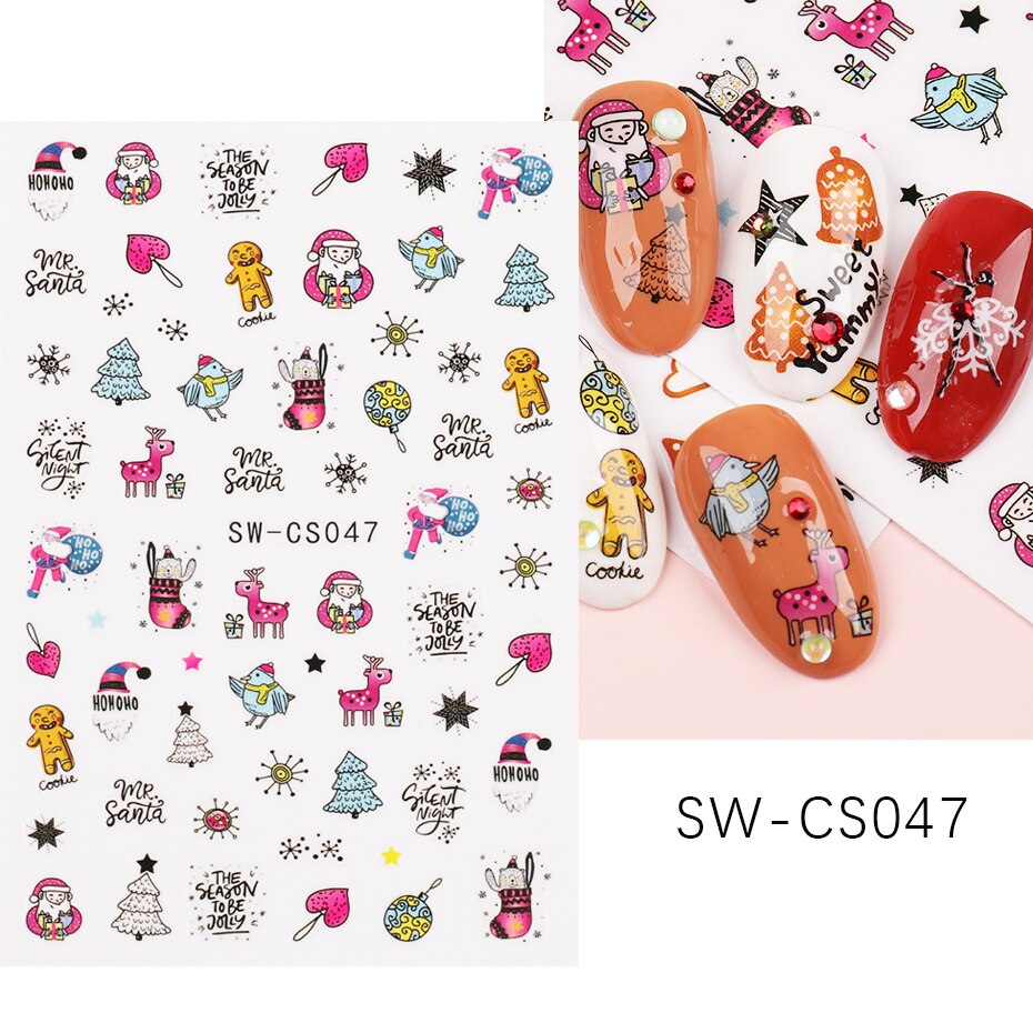 Autocollants pour Nail Art, oiseau de neige, hiver, automne, feuille d'érable, fleur de coton, ligne de conception d'automne, curseur adhésif, décoration de manucure, JINO-48