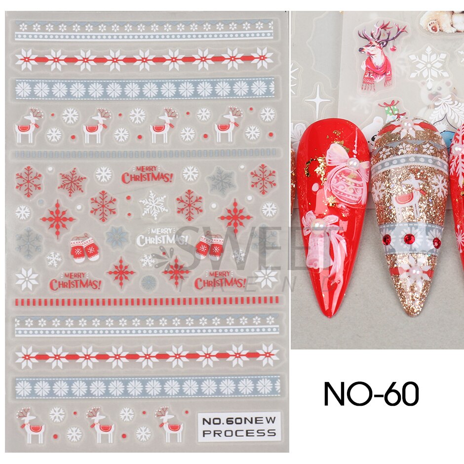 Snow Bird Winter Autumn Nail Art Stickers Maple Leaf Cotton Flower Fall Design Line Adhesive Sliders Manicure Decoration JINO-48 NO-60