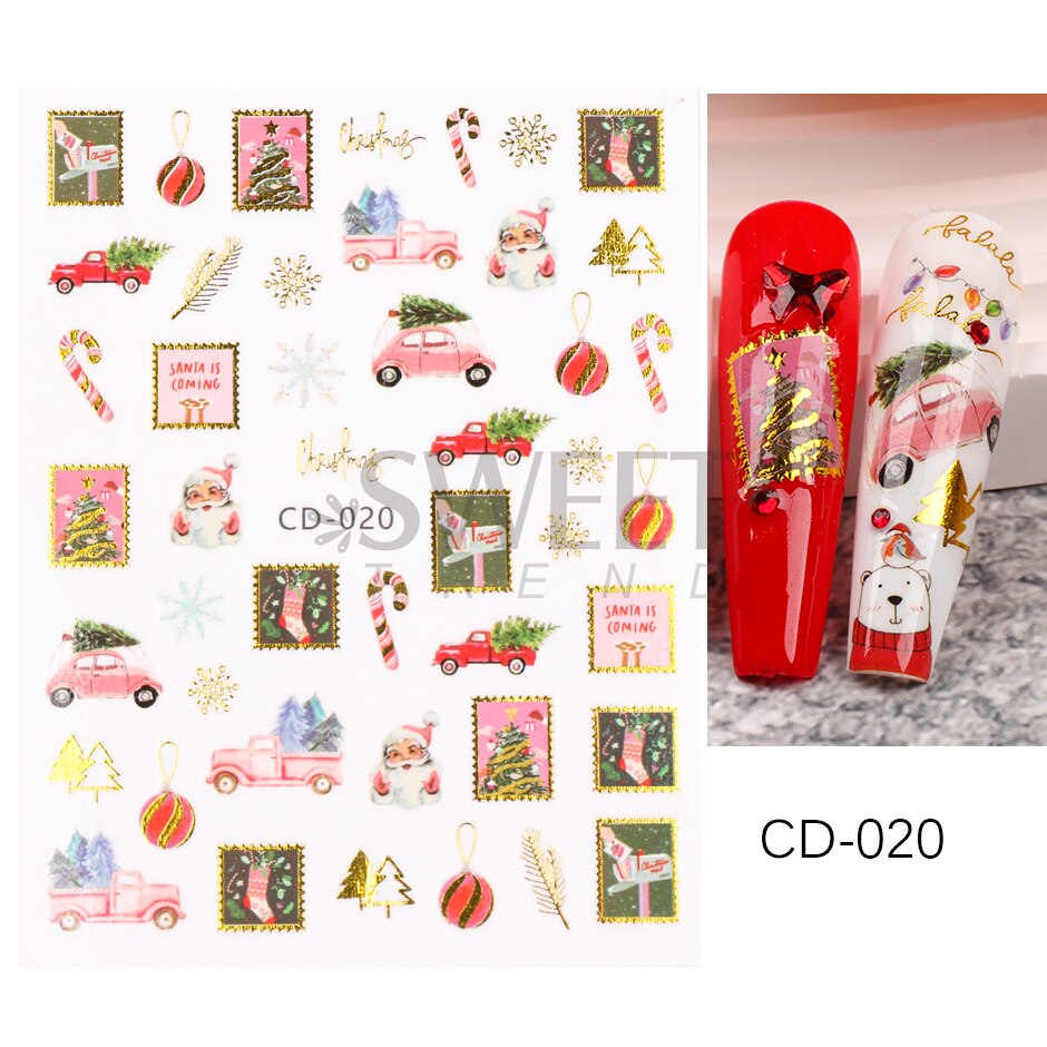 Autocollants pour Nail Art, oiseau de neige, hiver, automne, feuille d'érable, fleur de coton, ligne de conception d'automne, curseur adhésif, décoration de manucure, JINO-48
