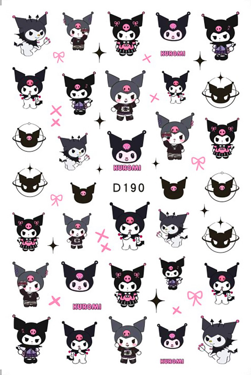 Sanrio 3D Stickers For Nails Nail Art Supplies Cartoon Hello Kitty Cinnamoroll Nail Stickers Nail Decoration Anime Nail Decals D190