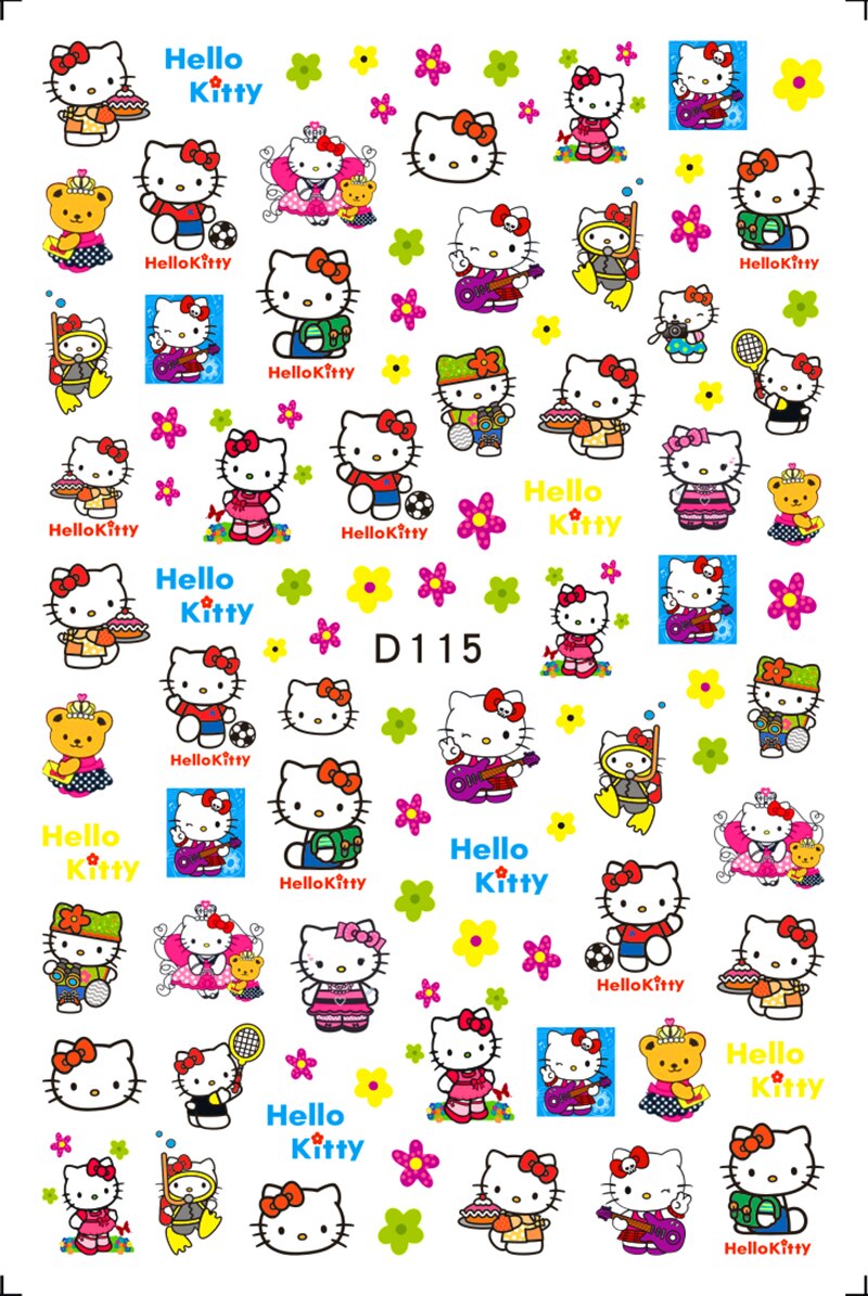 Sanrio – autocollants 3D pour ongles, fournitures d'art des ongles, dessin animé Hello Kitty cannelle, décoration des ongles, décalcomanies Anime