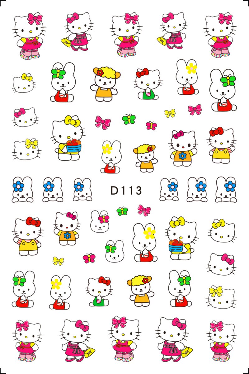 Sanrio 3D Stickers For Nails Nail Art Supplies Cartoon Hello Kitty Cinnamoroll Nail Stickers Nail Decoration Anime Nail Decals D113