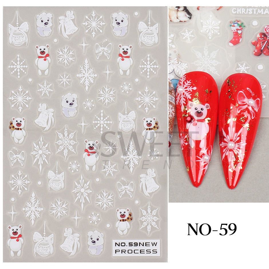 Snow Bird Winter Autumn Nail Art Stickers Maple Leaf Cotton Flower Fall Design Line Adhesive Sliders Manicure Decoration JINO-48 NO-59