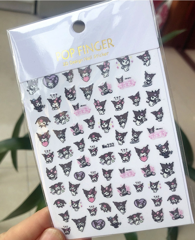 Sanrio – autocollants 3D pour ongles, fournitures d'art des ongles, dessin animé Hello Kitty cannelle, décoration des ongles, décalcomanies Anime